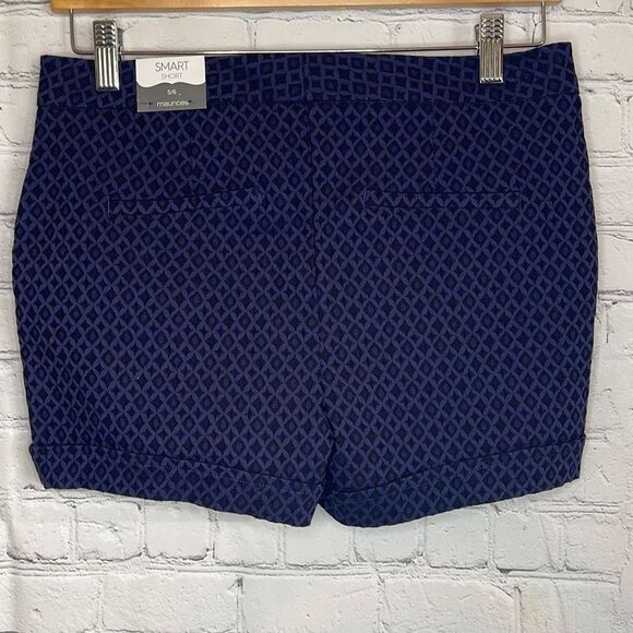 Maurices Navy Blue Patterned Geometric Print Rolled Cuff Shorts size 5/6 NEW - Picture 5 of 8
